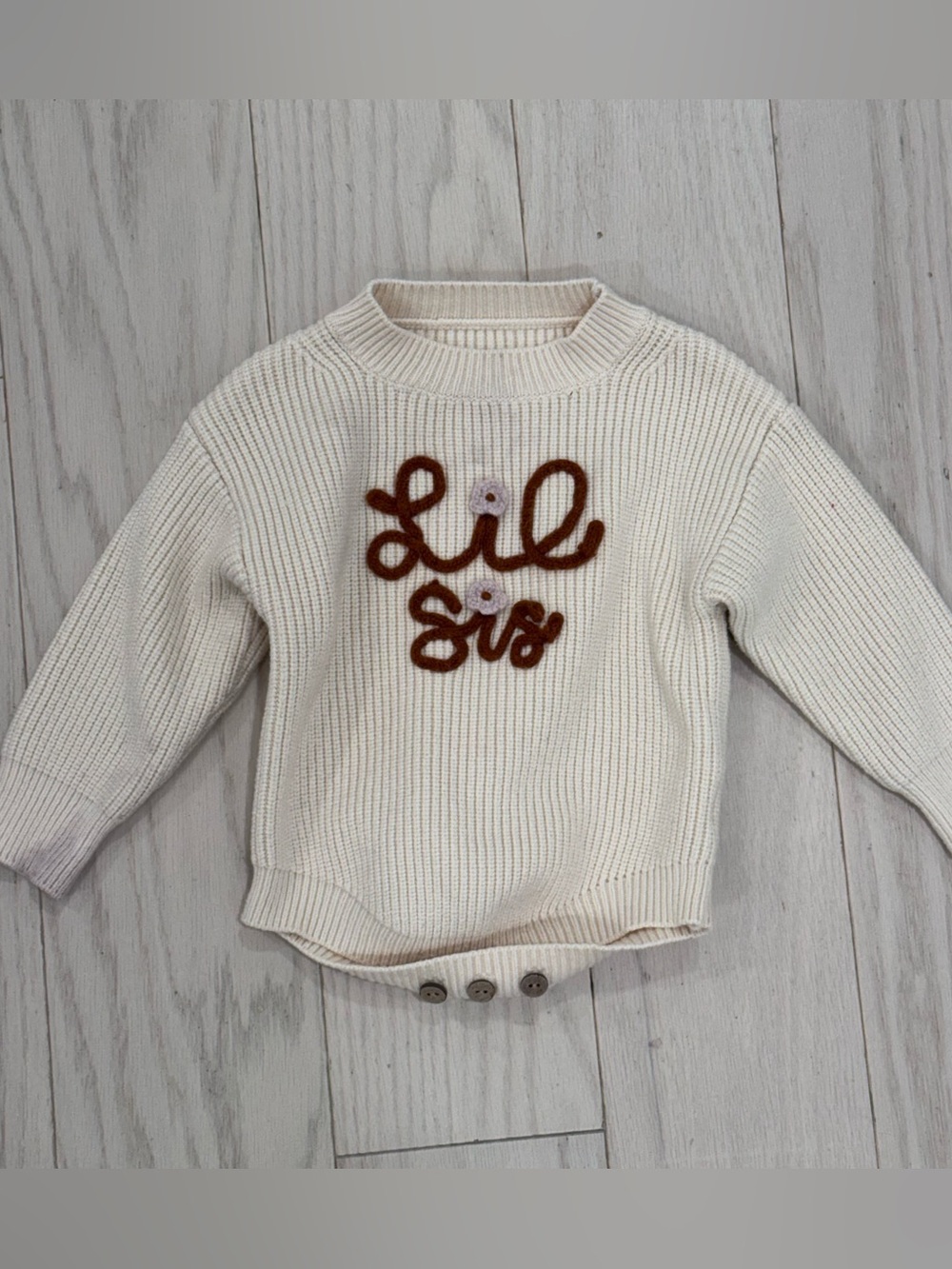 Etsy Cream 'Lil Sis' Knit Sweater 3-6M
